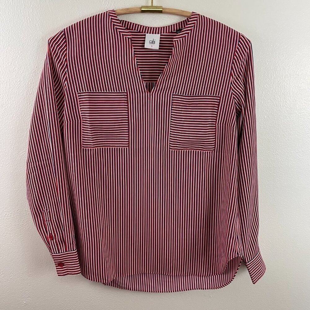CAbi Franklin Patriot Stripe Blouse Size Small